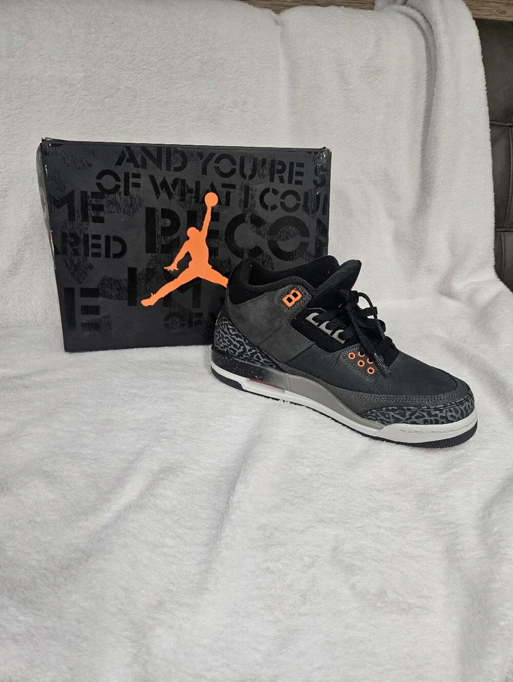 Jordan Men's Low-Top Sneakers in Black with Orange Accents